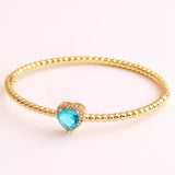 18K Plated Pink CZ Heart Bangle for Women