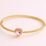 18K Plated Pink CZ Heart Bangle for Women