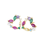 Rainbow Zircon Love Earring Silver Piercing Stud Wedding Jewelry