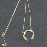 Rainbow CZ Geometric Pendant Necklace, 18K Plated, Wedding Jewelry