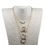 Rainbow CZ Geometric Pendant Necklace, 18K Plated, Wedding Jewelry