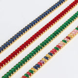 18K Plated Rainbow Tennis CZ Choker Necklaces Colorful Crystal Statement
