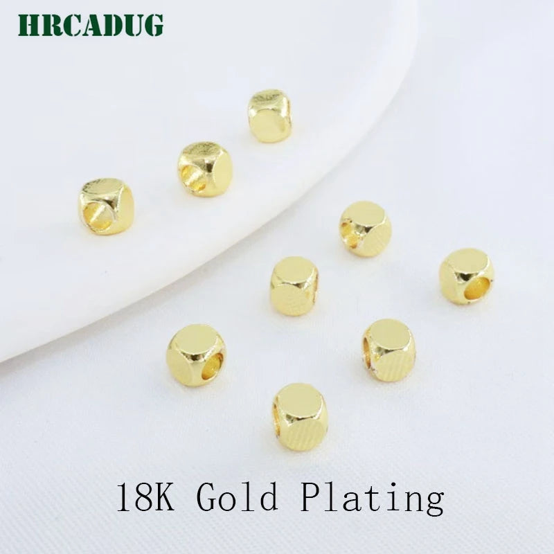 18K Plated Smooth Bead Large Hole Spacer Beads for Bracelet Jewelry Making