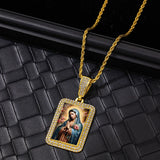18K Plated Religious Pendant Necklace Stainless Steel Chain