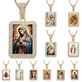18K Plated Religious Pendant Necklace Stainless Steel Chain