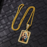 18K Plated Religious Pendant Necklace Stainless Steel Chain