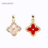 18K Plated Rhombus Charms, Shell Square Pendants for Necklace Making