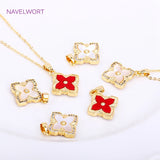18K Plated Rhombus Charms, Shell Square Pendants for Necklace Making