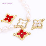 18K Plated Rhombus Charms, Shell Square Pendants for Necklace Making