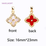18K Plated Rhombus Charms, Shell Square Pendants for Necklace Making