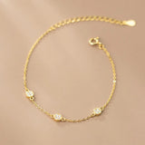 18K Plated CZ Coin Link Chain Bracelet Moon Shape Hand Jewelry