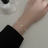 18K Plated CZ Coin Link Chain Bracelet Moon Shape Hand Jewelry