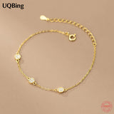 18K Plated CZ Coin Link Chain Bracelet Moon Shape Hand Jewelry