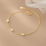 18K Plated CZ Coin Link Chain Bracelet Moon Shape Hand Jewelry
