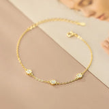 18K Plated CZ Coin Link Chain Bracelet Moon Shape Hand Jewelry