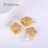 18K Plated Zircon Crown Pearl Pendant Mounting