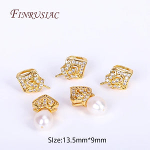 18K Plated Zircon Crown Pearl Pendant Mounting