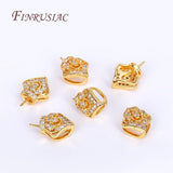 18K Plated Zircon Crown Pearl Pendant Mounting