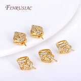 18K Plated Zircon Crown Pearl Pendant Mounting