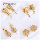 18K Plated Zircon Crown Pearl Pendant Mounting
