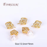 18K Plated Zircon Crown Pearl Pendant Mounting