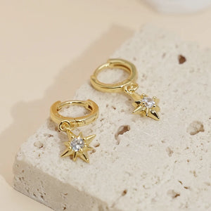 18K Plated Snowflake Hoop Earrings Zircon Wedding Jewelry