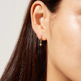 18K Plated Snowflake Hoop Earrings Zircon Wedding Jewelry