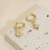 18K Plated Snowflake Hoop Earrings Zircon Wedding Jewelry