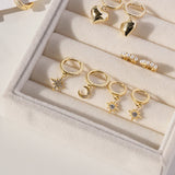 18K Plated Snowflake Hoop Earrings Zircon Wedding Jewelry