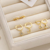 18K Plated Snowflake Hoop Earrings Zircon Wedding Jewelry