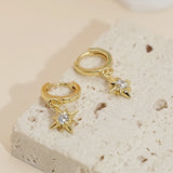 18K Plated Snowflake Hoop Earrings Zircon Wedding Jewelry