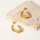 Irregular Round Stud Earrings for Women Stainless Steel C Jewelry