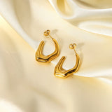 Irregular Round Stud Earrings for Women Stainless Steel C Jewelry