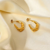 Irregular Round Stud Earrings for Women Stainless Steel C Jewelry