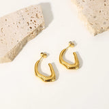 Irregular Round Stud Earrings for Women Stainless Steel C Jewelry
