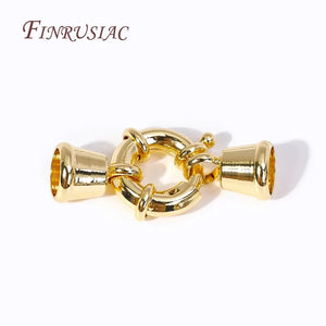 18K Plated Spring Ring Clasps for Necklace, Round Clasps with End Caps