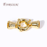 18K Plated Spring Ring Clasps for Necklace, Round Clasps with End Caps