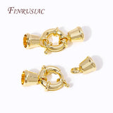 18K Plated Spring Ring Clasps for Necklace, Round Clasps with End Caps