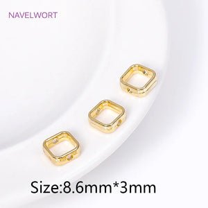 18K Plated Square Frame Bead Rings Spacer Connectors DIY Jewelry Making