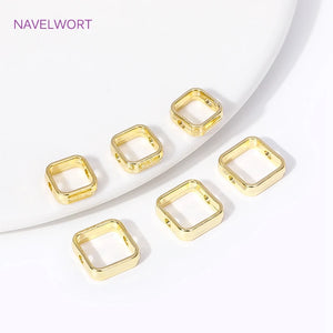 18K Plated Square Frame Bead Rings Spacer Connectors DIY Jewelry Making