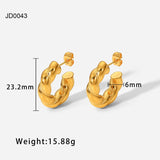 18K Plated Stainless Steel Bold Twist C-Shaped Stud Earrings