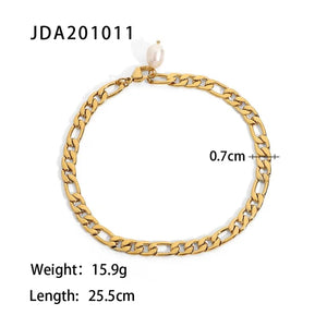 18K Plated Stainless Steel Chain Anklet Freshwater Pearl Foot Jewelry