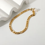 18K Plated Stainless Steel Chain Anklet Freshwater Pearl Foot Jewelry