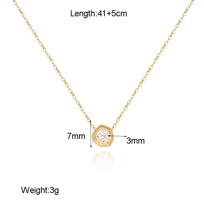 Geometric Cubic Zircon Pendant Necklace for Women