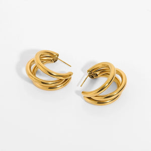18K Plated Steel Hoop Earrings Women's Fashion Jewelry