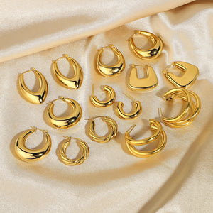 18K Plated Steel Hoop Earrings Women's Fashion Jewelry