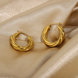 18K Plated Steel Hoop Earrings Women's Fashion Jewelry