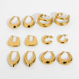18K Plated Steel Hoop Earrings Women's Fashion Jewelry
