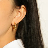 18K Plated Steel Hoop Earrings Women's Fashion Jewelry