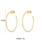18K Plated Stainless Steel Large Star Hoop Earrings Hypoallergenic Pentagram